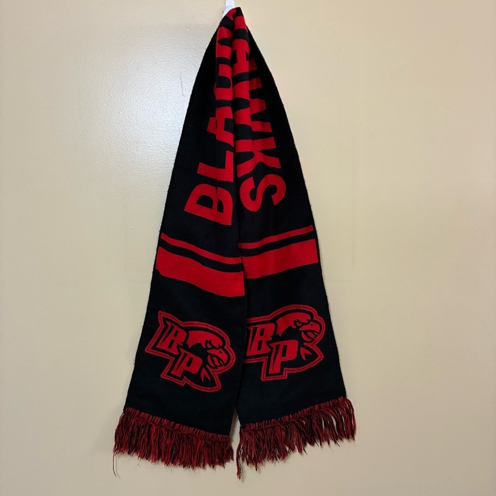 Brooke Point High School Blackhawks Black Red Winter Acrylic Scarf